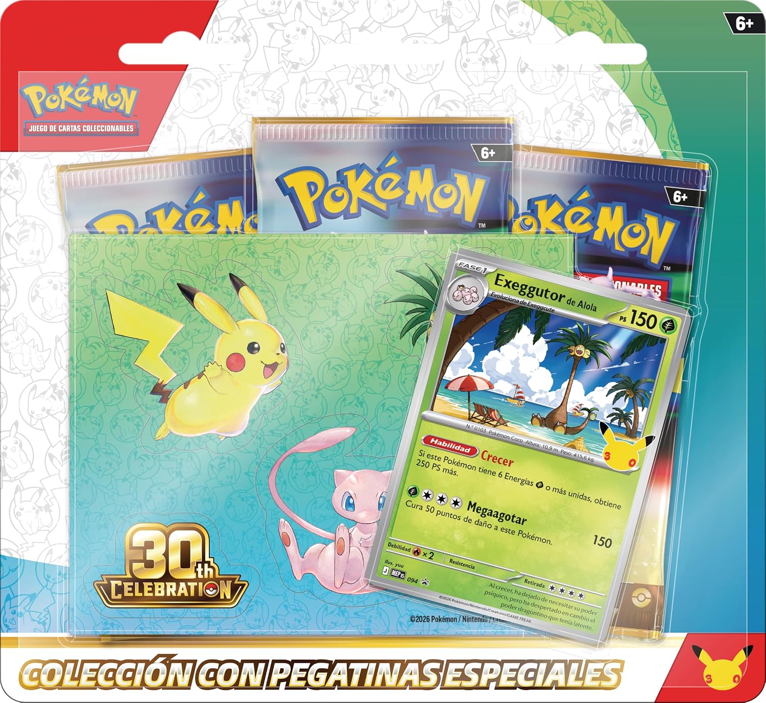 Colección con Pegatinas 30 Aniversario: Exeggutor de Alola de JCC Pokémon Español