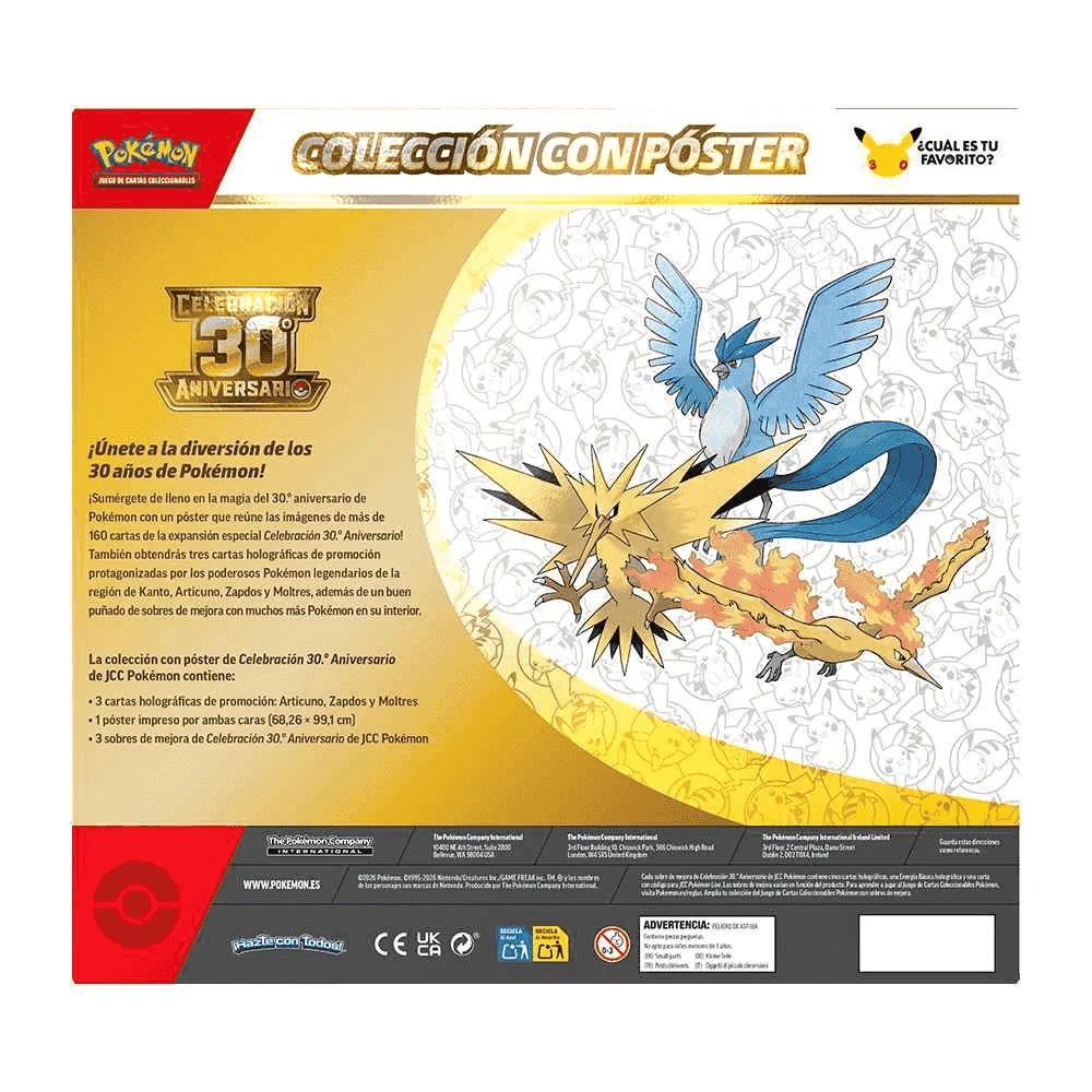 Pokémon 30 Aniversario Poster con 3 Sobres y 3 Cartas Inglés - Imagen 3